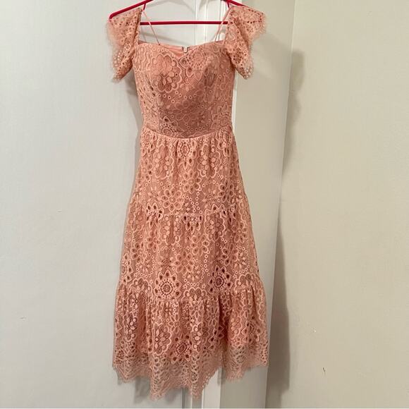 DRESS THE POPULATION River Lace Off the Shoulder Fit & Flare Dress - Picture 5 of 13